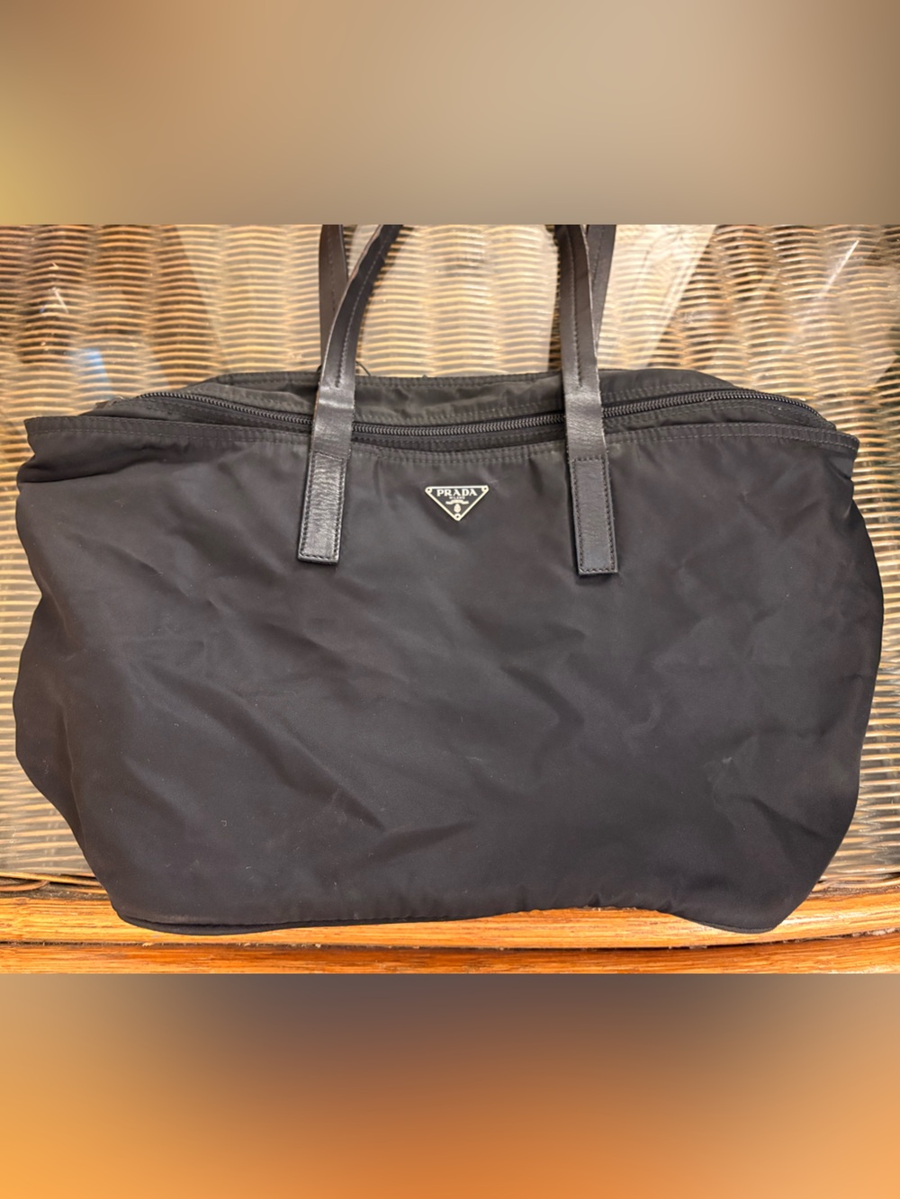 Small Prada Black Nylon Tote Bag